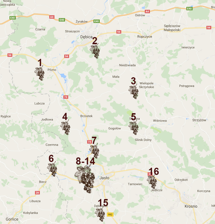 mapa szlaku winnego